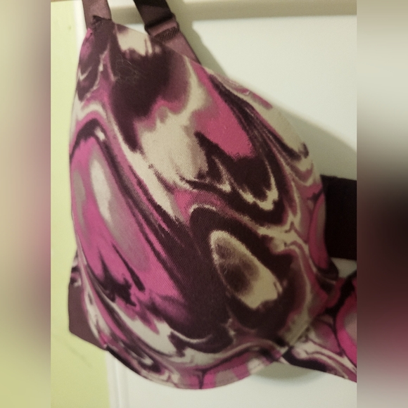 Ashley Stewart Black Cherry Pink Wavy Full Coverage TShirt Bra, 46DD NEW - Picture 3 of 6